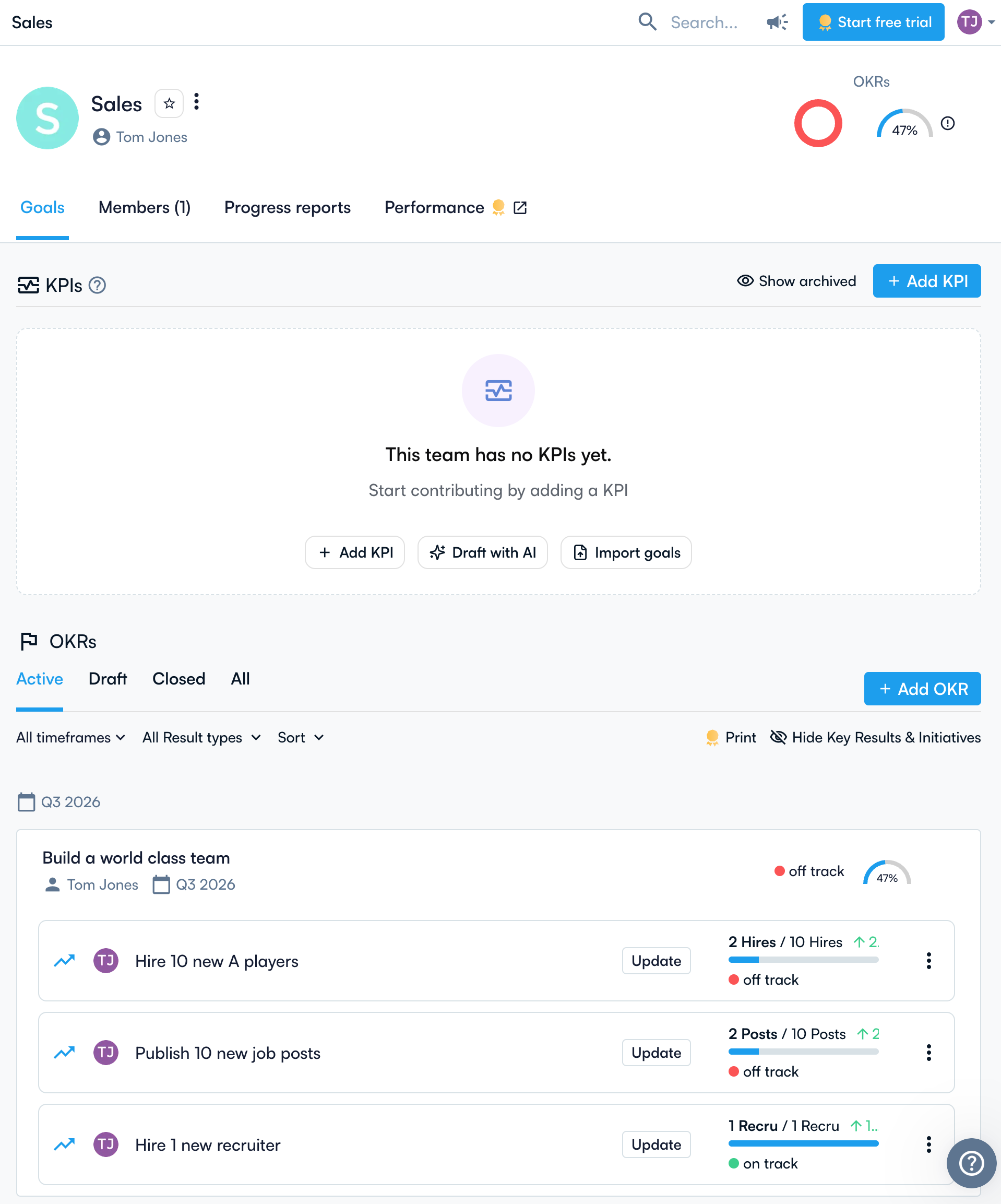 Perdoo objective with key results