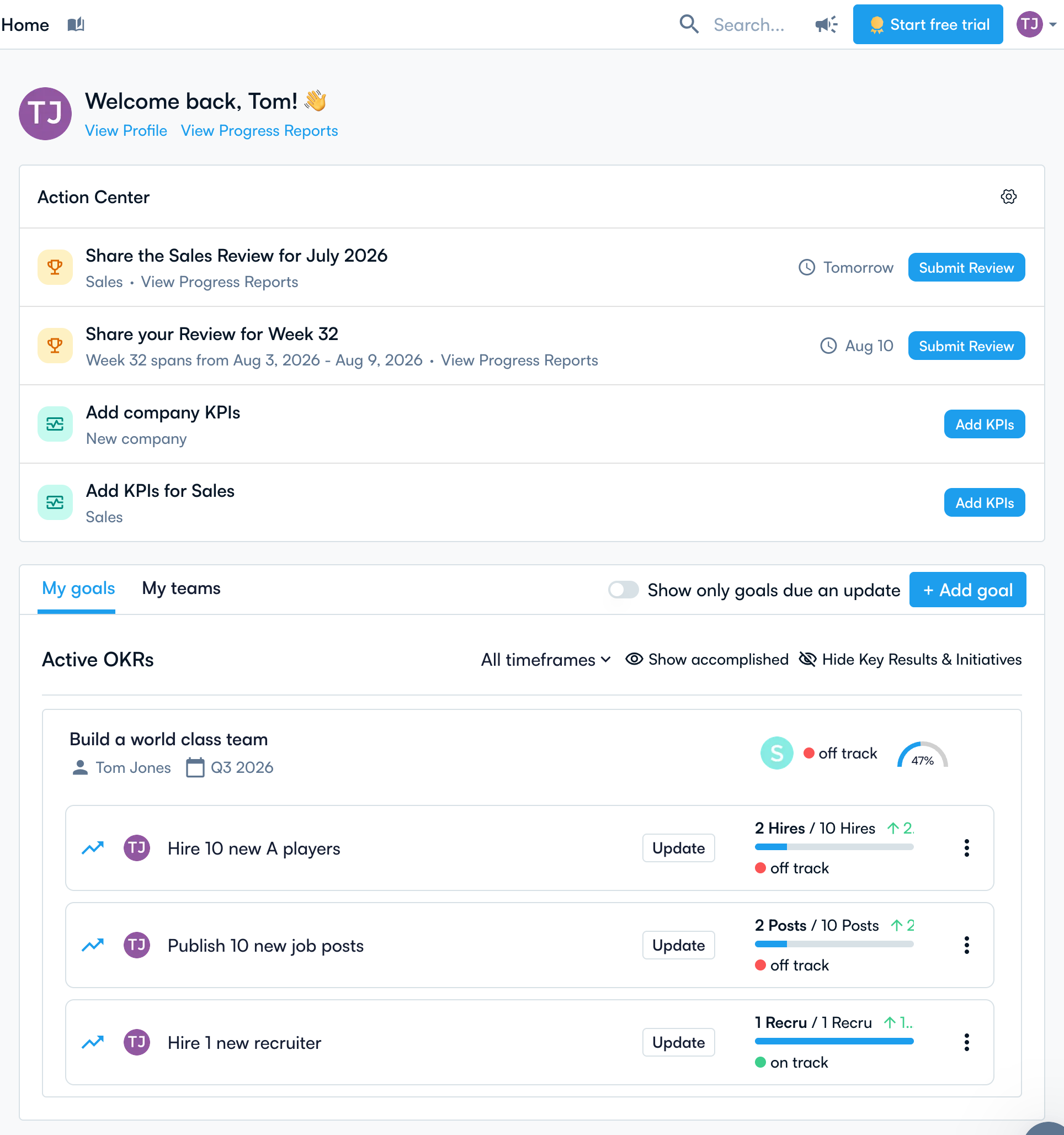 Perdoo reporting view